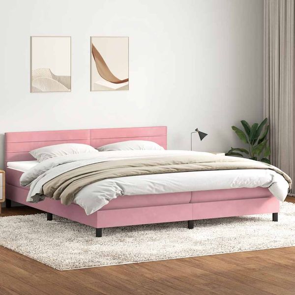 vidaXL Box Spring Posteľ s matracom Ružová 200x210 cm Zamat