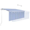 vidaXL Automatická markíza tienidlo&LED&senzor vetra modro-biela