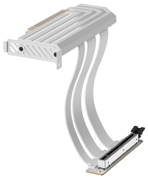 HYTE Riser PCI-E 5.0 / Snow White / barevný kryt / Délka: 200mm Kabel, pro VGA, PCIe 5.0 x16, 64GB/s, 30AWG, EMI stínení, 200mm, bílý kabel, bílý kryt