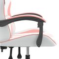 vidaXL Otočná herná stolička biela a ružová umelá koža