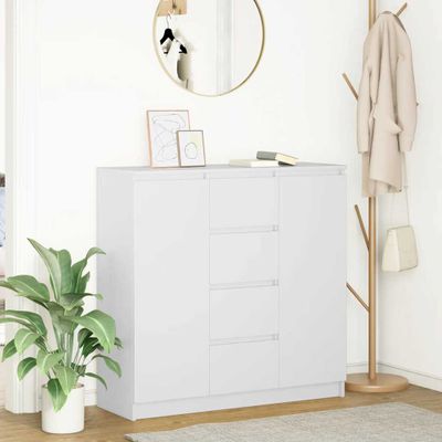 vidaXL Komoda so zásuvkami, biela 100,5x35x98,5 cm, kompozitné drevo