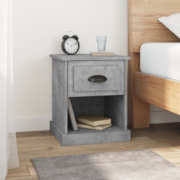 vidaXL Nočný stolík betónovo sivý 39x39x47,5 cm spracované drevo