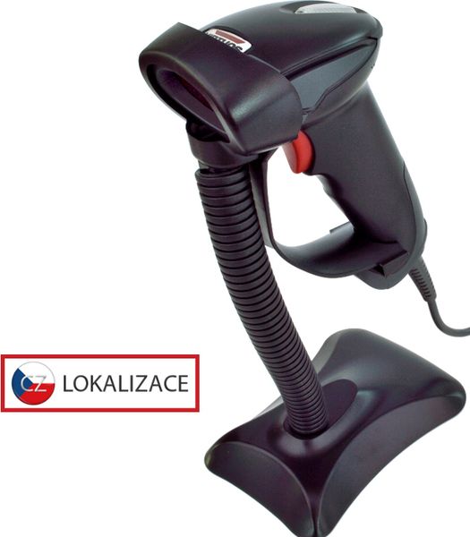 Laserová čítačka Virtuos HT-900A, USB (klávesnica/RS-232 emulácia), stojan, čierna