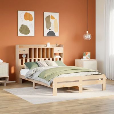 vidaXL Posteľ s knižnicou bez matraca 160x200 cm borovicový masív