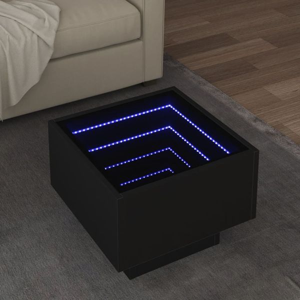 vidaXL Bočný stolík s LED čierny 40x40x30 cm kompozitné drevo