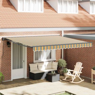 vidaXL Rám markízy Zelená a žltá 400 × 300 cm Polyester s PU povrchom