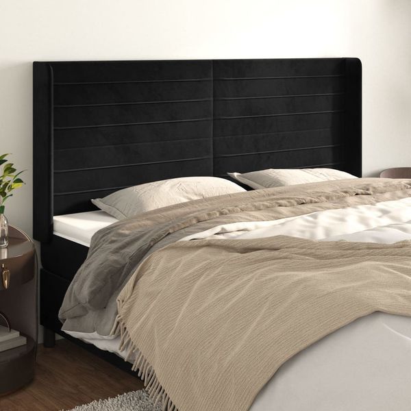 vidaXL Čelo postele so záhybmi čierne 183x16x118/128 cm zamat