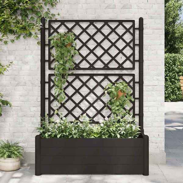 vidaXL Záhradný kvetináč s mriežkou 100x43x142 cm PP antracitový