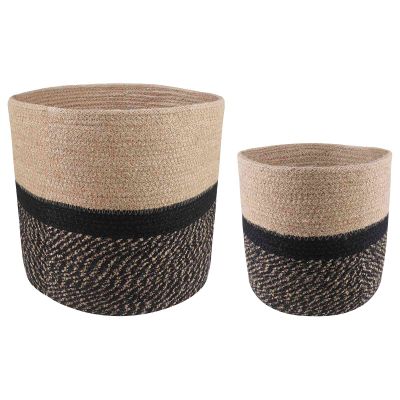 vidaXL Súprava kvetináčov 2 pcs Prírodná a čierna Ø 28 x 28 cm