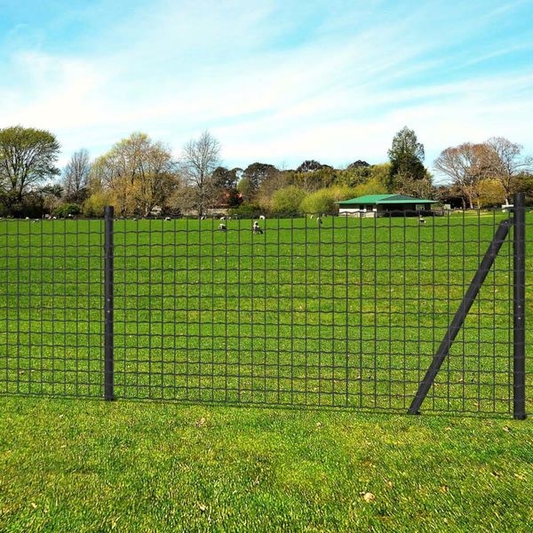 vidaXL Euro plot, oceľ 10x0,8 m, sivý