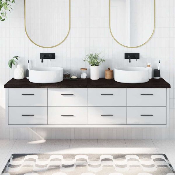 vidaXL Kúpeľňová doska tmavohnedá 200x60x(2-4) cm ošetrený masív
