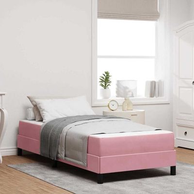 vidaXL Posteľ s pružinovým rámom s matracmi Ružová 80 x 210 cm látka