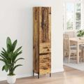 vidaXL Highboard Staré drevo 34,5 x 34 x 180 cm Kompozitné drevo