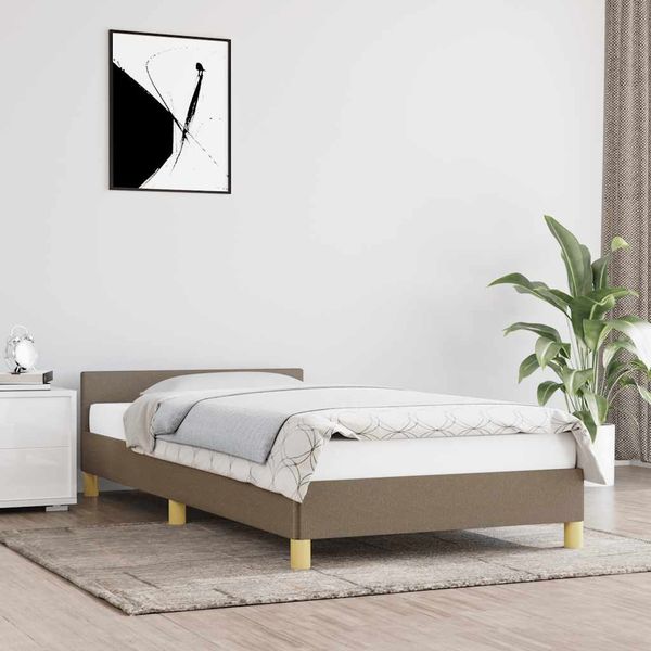 vidaXL Posteľný rám s čelom bez matraca sivohnedý 80x200 cm látka