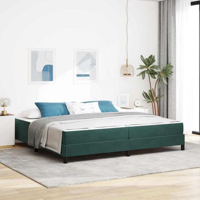 vidaXL Posteľ s pružinovým rámom Tmavozelená 200 x 210 cm látka