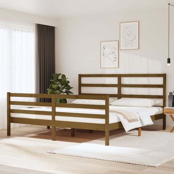 vidaXL Posteľný rám, medový, borovicový masív 180x200cm Super King