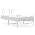 vidaXL Kovový rám postele s čelom a podnožkou biely 90x200 cm