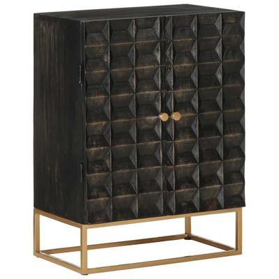 vidaXL Komoda čierna 55x34x75 cm masívne mangovníkové drevo a železo