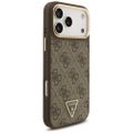 Guess 4G Triangle Logo & Big Strap Metal Buttons MagSafe puzdro pre iPhone 17 Pro Max hnedá