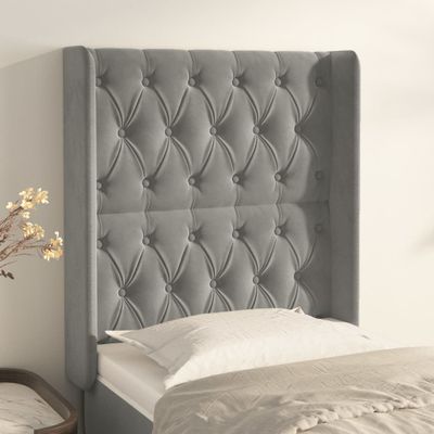 vidaXL Čelo postele so záhybmi bledosivé 83x16x118/128 cm zamat
