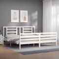 vidaXL Posteľný rám s čelom biely 200x200 cm masívne drevo
