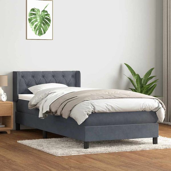 vidaXL Posteľný rám boxspring s matracom tmavosivý 80x210 cm zamat