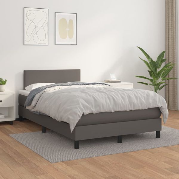 vidaXL Boxspring posteľ s matracom sivá 120x200 cm umelá koža