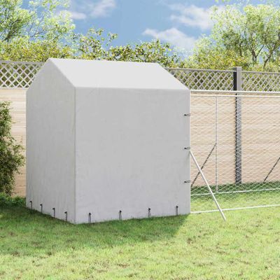 vidaXL Vonkajší koterec pre psov so strechou strieborný 2x10x2,5m oceľ
