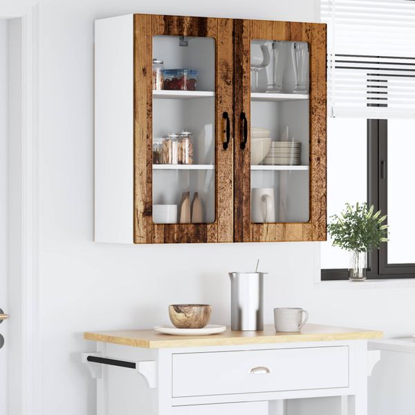 vidaXL Nástenný sklenený kabinet LUCCA 2 pcs Staré drevo