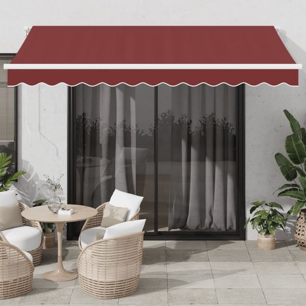 vidaXL Ručne zaťahovacia markíza s LED burgundská 350x250 cm