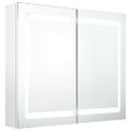 vidaXL Kúpeľňová skrinka s LED a zrkadlom, lesklá biela 80x12x68 cm