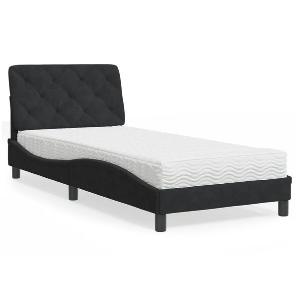 vidaXL Posteľ s matracom čierny 80x200 cm zamat