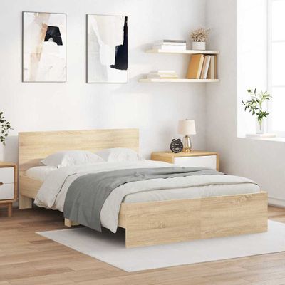 vidaXL Rám postele s čelom Sonoma 137 x 190 cm Kompozitné drevo