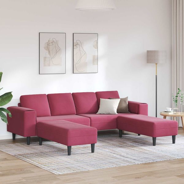 vidaXL Pohovka do obývačky 3 pcs Víno červené 250 x 188 x 76 cm
