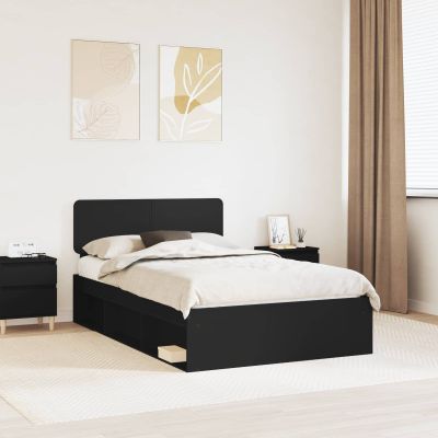 vidaXL Rám postele Čierna 135 x 190 cm Masívne borovicové drevo