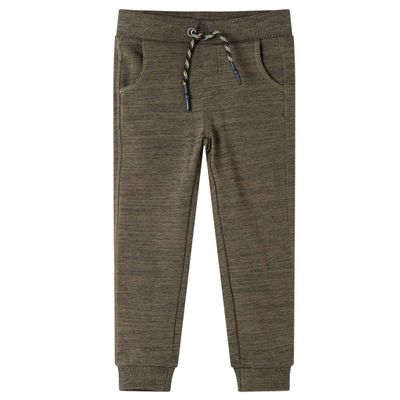 Detské tepláky tmavé kaki melanž 104