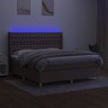 vidaXL Posteľ boxsping s matracom a LED sivohnedá 160x200 cm látka