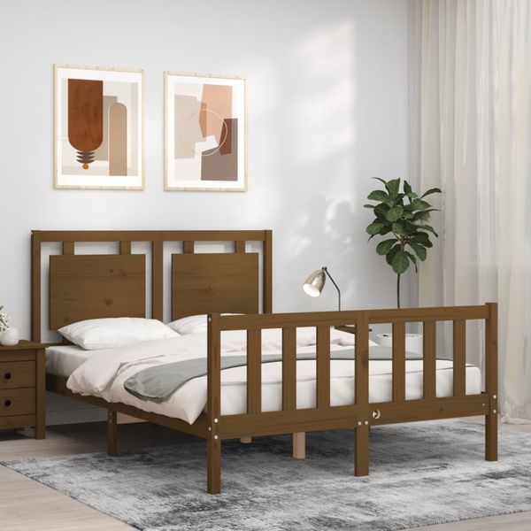 vidaXL Posteľný rám s čelom medovohnedý 120x200 cm masívne drevo