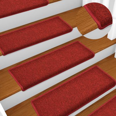 vidaXL Schodové rohože 10 ks 65x21x4 cm červené s obdĺžnikovým okrajom