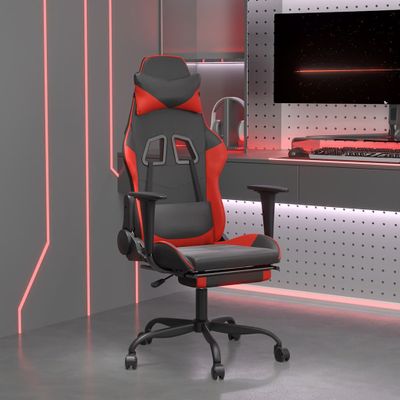 vidaXL Herná stolička s podnožkou čierna a červená umelá koža