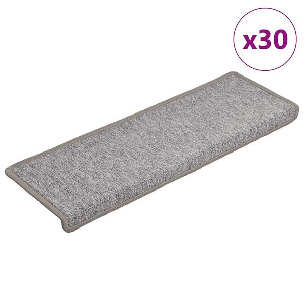 vidaXL Schodové rohože 30 ks 65x21x4 cm svetlosivé s obdĺžnikovým okrajom