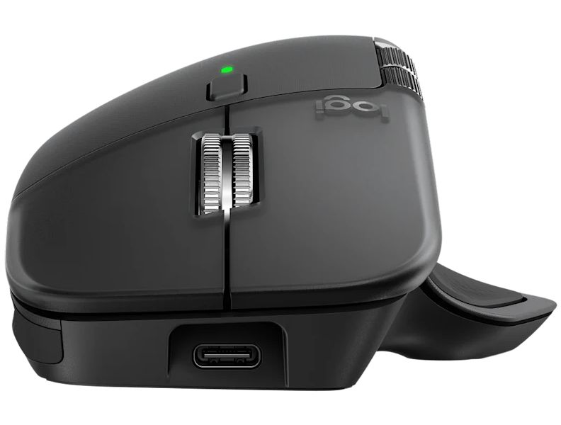 Logitech myš MX Master 4 for Business - grafitová Myš, bezdrátová, 8000 DPI, 8 tlacítek, Darkfield senzor, tichá, hmatová odezva, USB-C nabíjení, Logi Bolt, Bluetooth, cerná