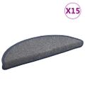 vidaXL Schodové rohože 15 ks 56x17x3 cm svetlosivé a modré polkruhové