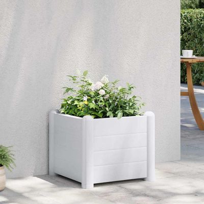 vidaXL Vyvýšený záhradný záhon PP biely 43x43x35 cm