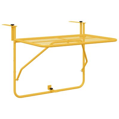 vidaXL Závesný balkónový stôl Horčicová 60 x 39 x 65 cm Oceľ