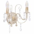 vidaXL Nástenná lampa s korálkami starožitná biela 2 x žiarovka E14