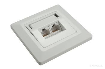 Solarix - zásuvka 2x RJ45, UTP, Cat 6, pod omietku, biela
