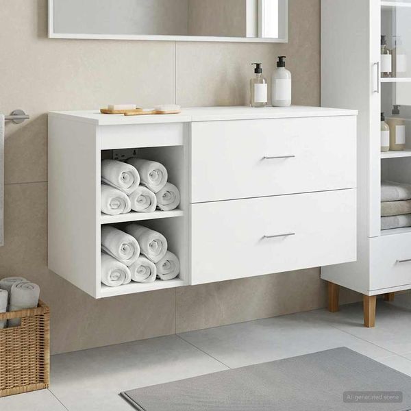 vidaXL Sada kúpeľňového nábytku 2 pcs Biela Kompozitné drevo