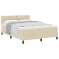 vidaXL Posteľ s pružinovým rámom Krémová 140 x 190 cm látka