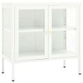 vidaXL Komoda biela 70x35x70 cm oceľ a sklo
